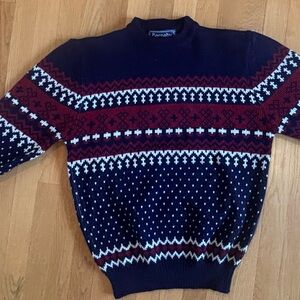 Vintage Barnaby Nordic Sweater Navy Fair Isle Grandpacore 80s Ski Men Vintage M